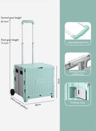 DUNISO Folding shopping cart, portable small cart with lid and two pulleys, adjustable height, suitable for mobile, grocery shopping, luggage, green - Image 2