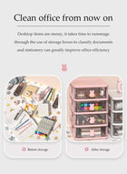 DUNISO Desk Organizer with Drawers,Multifunction Desk Organizer, Stackable Plastic Drawers Organizer,Desktop Storage for Office Supplies Great for Office School Home Vanity Etc(Pink & 4 Drawers) - Image 4