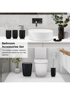 DUNISO 6 Pcs Bathroom Accessories Set,Household Toiletries Set,Sturdy and Durable,with Garbage can, Soap Dish, Toilet Brush, Mouthwash Cup, Lotion Bottle, Toothbrush Holder,Suitable for Family and Travel Use - Image 3