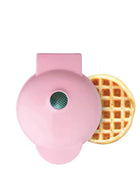 DUNISO Mini Waffle Iron for Classic Waffle Maker, Small Waffle Maker with Non-Stick Coating Retro Design for Birthdays, Family Parties, Pink - Image 2