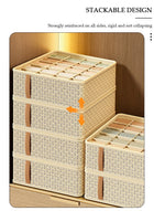 DUNISO 3 Pieces Fabric Closet Storage Organizer Set Foldable Clothes Boxes Large Capacity Wardrobe Stackable Closet Drawer with Handle for Leggings Stockings Socks Underwear - Image 5