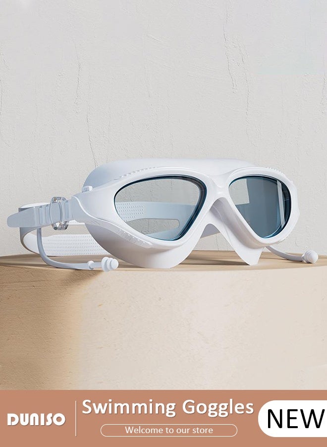 DUNISO Swim Goggles for Adults, Lens & Wide-Vision Swimming Goggles with Silicone Anti Fog Anti UV Waterproof Clear Vision Easy Adjust for Men Women Adults Teens