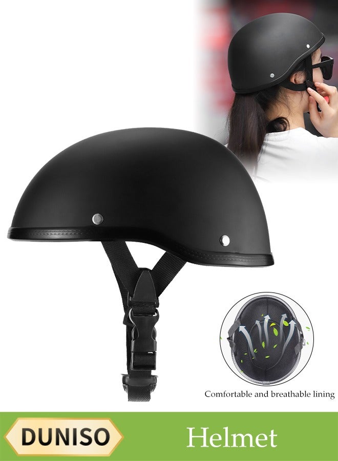 DUNISO Motorcycle Half Helmet, Multifunctional Breathable Open Face Helmet，Retro Harley Scooter Helmet，With Adjustable Buckle , Shockproof And Fall Proof, Suitable For Both Men And Women，Suitable For Riding Bicycles, Motorcycles, Skateboards