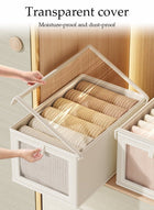DUNISO 4 Pcs Wardrobe Clothes Organizer, Visible Drawer Organizers with Handles，Foldable Closet Organizer Bins，Moisture and Mold Prevention，Sturdy and Durable，for Home Bedroom Office, Can Store Shirts, T-Shirts, Kids Jeans, Scarves, And Baby Clothes - Image 5