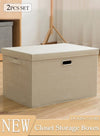 DUNISO 2pcs Wardrobe Clothes Organizer Cubes with Lids Foldable Fabric Decorative Storage Box Bins Organizer Containers Baskets with Cover Handles Divider for Bedroom Closet Living Room