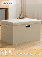 DUNISO 2pcs Wardrobe Clothes Organizer Cubes with Lids Foldable Fabric Decorative Storage Box Bins Organizer Containers Baskets with Cover Handles Divider for Bedroom Closet Living Room