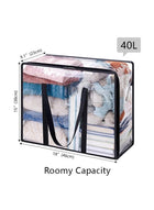 DUNISO 3 Pack Clear Plastic Storage Bags, 40L Clothes Storage Bag with Zipper，Foldable Moving Bags with Reinforced Handle，Waterproof and Dustproof, Sturdy and Durable，for Loft Wardrobe for Bedding Clothes Blanket Duvet，46*23*38cm - Image 2