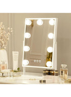 DUNISO Hollywood Makeup Mirror With Light, 9 Led Bulbs, Smart Touch, Three-Color Dimmable, 360° Rotation, White