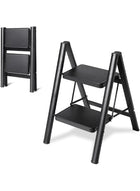 DUNISO Two-Step Ladder, Folding Ladder, Non-Slip Pedal, Multi-Functional Ladder Stool, Portable And Lightweight, Wide Non-Slip Pedal, Suitable For Home, Kitchen, Library, Office