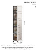 DUNISO 5-Tier Narrow Storage Cabinet with Movable Wheels Can Brake, 90 ° Flip Panel Moisture-Proof Dust-Proof Slim Plastic Organizer for Bathroom,Kitchen, Laundry, Ideal for Small Spaces - Image 2