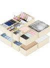 DUNISO 15 Pcs Clothes Drawer Organisers，Foldable Underwear Drawer Organizer and Closet Dividers，Storage Dresser Drawer Dividers，for Clothes, Socks, Bras, Underwear, Towels, Leggings, Jeans and Sweaters，Beige