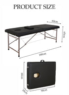 DUNISO Portable Massage Table,Foldable Professional Massage Tables with Pillow,SPA Bed with Stainless Steel Frame 2 Fold for SPA Salon Tattoo Massage Therapeutic Treatment,Black - Image 3