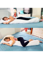 DUNISO Long Pillow, Sleeping Pillow, Round Body Pillow, 21 Cm x 122 Cm, Can Be Used As Sofa Backrest, Bedside Cushion, Pregnancy Pillow, White - Image 5