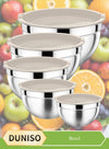 DUNISO 5 Pcs Stainless Steel Mixing Bowls with lid, nested salad bowl, sealed lid, non slip bottom, suitable for kitchen and baking，0.7/1/1.5/3/4.5QT