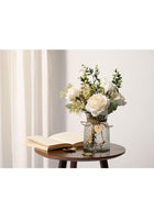 DUNISO Fake Flowers, Silk Roses Artificial Flowers, White Faux Flower Arrangement Suitable for Home Office Decoration, Dining Table Centerpiece(No vase) - Image 5