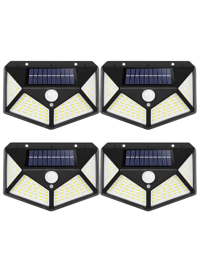 DUNISO 4 Pack Outdoor Solar Wall Lights，270° Wide Angle Led Solar Wall Lamp，Solar Motion Sensor Security Waterproof Outdoor Lights，Waterproof ，Mmoisture-proof，for Patio，Post，Step，Stair，Pathway，Yard，Black