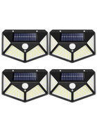 DUNISO 4 Pack Outdoor Solar Wall Lights，270° Wide Angle Led Solar Wall Lamp，Solar Motion Sensor Security Waterproof Outdoor Lights，Waterproof ，Mmoisture-proof，for Patio，Post，Step，Stair，Pathway，Yard，Black