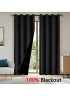 DUNISO 2 Panels Super Large Blackout Curtains (Black,132*241cm)Thermal Insulated Room Darkening Curtains, Grommet Light Blocking Blackout Drapes for Living Room - Image 2