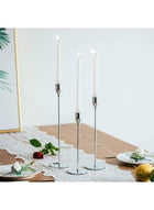 DUNISO 3pcs Taper Candle Holders for Taper Candles, Candlesticks, Candle Holders, Table Decoration, Wedding, Restaurant, Party, Living Room Decoration, Silver - Image 2