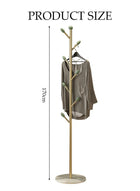 DUNISO Coat Rack，Independent Clothes Hanger，Stand Garment Rack，Clothes Rack with Marble Base for Hanging Clothes, Hats, Bags,Golden Tree Branch Shaped Green Leaf Style - Image 2