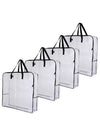 DUNISO 4 Pack Clear Storage Bags，Over-Sized Organizer Storage Bag with Zippers & Handles，Foldable Moving Bags，Waterproof and Dustproof，Sturdy and Durable，for Bedding, Duvet, Comforter，Pillow，Toys，66*66*22cm
