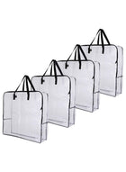 DUNISO 4 Pack Clear Storage Bags，Over-Sized Organizer Storage Bag with Zippers & Handles，Foldable Moving Bags，Waterproof and Dustproof，Sturdy and Durable，for Bedding, Duvet, Comforter，Pillow，Toys，66*66*22cm