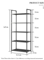 DUNISO 5 Tier Storage Shelf Unit, Large Capacity Shelves, Stable Kitchen Shelf Organizer, Storage Rack with Armrests, Removable Free Standing Rack with Hooks, Large Capacity Shelves, Shelving Unit for Laundry Room,Living Room,Garage,Pantry,Study Room - Image 2