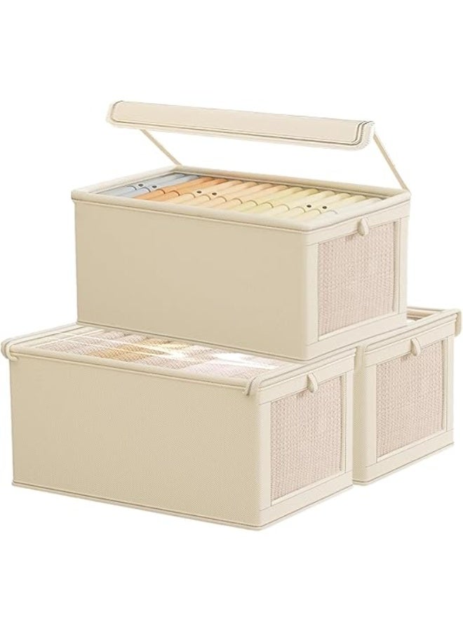 DUNISO 4 Pcs Wardrobe Clothes Organizer, Visible Drawer Organizers with Handles，Foldable Closet Organizer Bins，Moisture and Mold Prevention，Sturdy and Durable，for Home Bedroom Office, Can Store Shirts, T-Shirts, Kids Jeans, Scarves, And Baby Clothes