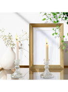 DUNISO 2 Pcs Glass Candle Holders，Clear Candlestick Holder and Taper Candle Holder，Crystal Decorative Candle Stand，for Formal Events, Wedding, Festival,Church, Party & Festival Decoration，Clear - Image 4
