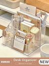 DUNISO Acrylic Desk Organizer, 5 Compartments  Pencil Organizer, Multiple Functional Pen Holder, Desktop Stationery and  Accessories Organizer Caddy for Office School Home & Art Supplies