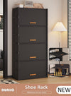 DUNISO 9 Tier Shoe Rack, Dust-proof Shoe Storage Cabinet with Doors, Expandable Stackable Shoe Shelf, Portable Shoe Storage Cabinet for Shoes, Boots, Slippers, Freestanding Shoe Organizer for Entryway Porch Bedroom Garages