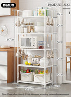 DUNISO 5 Tier Storage Shelves, Stable Kitchen Shelf Organizer, Storage Rack with Armrests, Removable Free Standing Rack with Hooks, Multipurpose Rack, Shelving Unit for Laundry Room,Living Room,Garage,Pantry,Study Room - Image 4