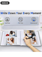 DUNISO 200 Pockets Photo Album with Writing Space and Front Window, Waterproof Linen Photo Album for 4 * 6 Inches photos, Portable Photo Album for Baby Travel Wedding Family - Image 2