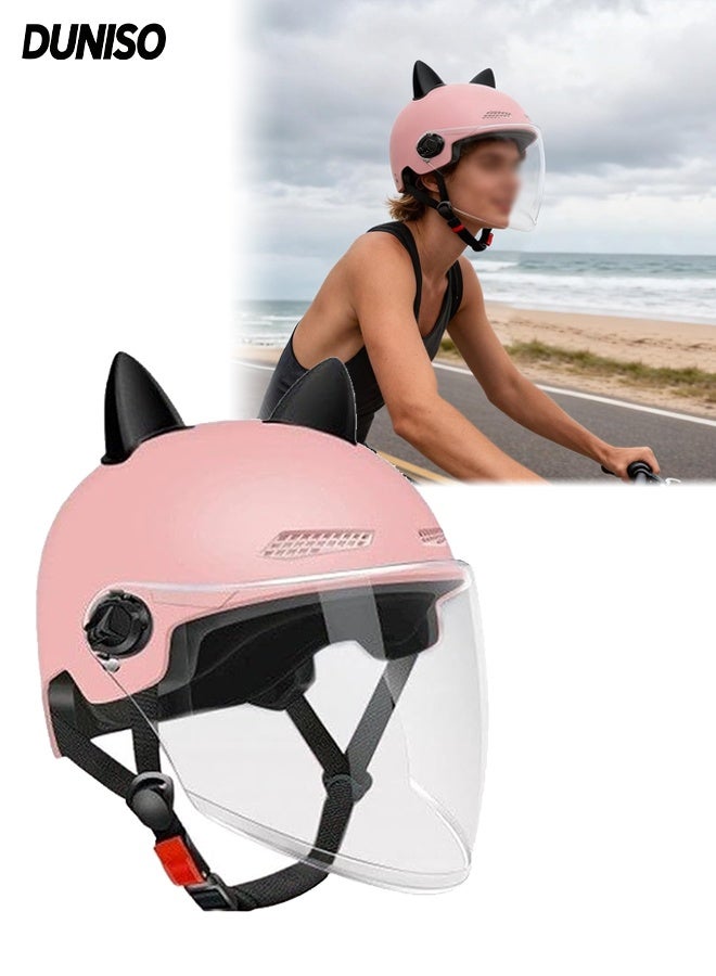 DUNISO Electric Scooter Helmet,Adjustable Riding Bike Helmet,Drop Resistant Half Scooter Helmets,with Visor,Highly Protective Shock Absorbing,for Adult Riding Biking Motorcycle Bicycle Skateboard Scooter