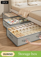 DUNISO 2 Pcs Under Bed Storage Bag Organzier，Collapsible Closet Containers Organizers，Visual Foldable Storage Containers，With Zipper and Handle，Dustproof And Moisture-Proof,for Clothes Comforters Bedding,80*40*18cm