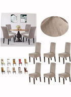 DUNISO 6 Pcs Velvet Dining Chair Covers,Stretch Chair Covers for Dining Room Set ,Parson Chair Slipcovers Chair Protectors Covers Dining, Soft Thick Solid Velvet Fabric Washable,Taupe