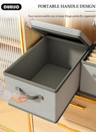 DUNISO 3 Pack Closet Storage Box with Lid and Handle, Stackable Wardrobe Clothes Organizer, Foldable Closet Storage Basket, Cube Storage Bins for Clothing, T-Shirt, Jeans, Sweaters, Toys & Books (18L) - Image 5