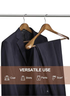 DUNISO 4-Pack Wide Shoulder Wooden Hangers,Walnut Suit Hangers with Non Slip Pants Bar, Smooth Finish 360° Swivel Hook Solid Wood Coat Hangers for Dress, Jacket, Pants, Heavy Clothes Hangers - Image 5