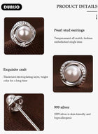 DUNISO Pearl Stud Earrings, Hypoallergenic 925 Sterling Silver Earrings Studs Base Metal Shimmering Cubic Zirconia Pearl Stud Earring for Women Girl - Image 2