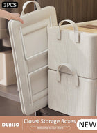 DUNISO 3pcs Wardrobe Clothes Organizer Foldable Closet Storage Organizer for Clothes Jeans Washable Closet Storage Boxes with Carrying Handles Cube Storage Bin for Home Bedroom Office