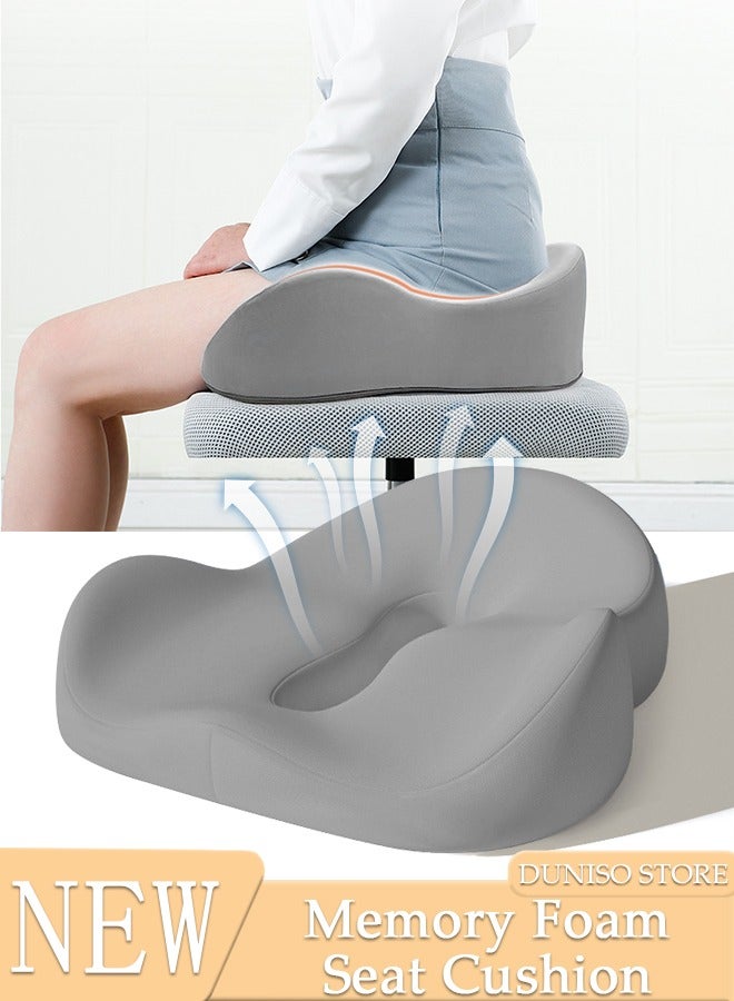 DUNISO Memory Foam Seat Cushion for Long Sitting,Chair Cushion for Sciatica and Lower Back Pain Relief, Comfortable Coccyx Cushion for Home Office Chair Pad, Car Seat, Wheelchair