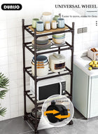 DUNISO 5 Tier Storage Shelves, Stable Kitchen Shelf Organizer, Storage Rack with Wheels, Removable Free Standing Rack with Hooks, Multipurpose Rack, Shelving Unit for Warehouse Basement Kitchen Living Room pantry - Image 2