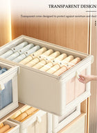 DUNISO 3 Pieces Foldable Closet Storage Organizer with Clear Lid and Window, Washable Closet Storage Boxes with Carrying Handles , Stackable Wardrobe Clothes Organizer,Cube Storage Bin for Clothes Wardrobe Home Bedroom Office - Image 5