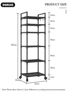 DUNISO 6 Tier Storage Shelves, Stable Kitchen Shelf Organizer, Metal Storage Rack with Rolling Wheels and Armrests, Removable Free Standing Rack with 4 Hooks, Multipurpose Rack, Shelving Unit for Laundry Room,Living Room,Garage,Pantry,Study Room - Image 4