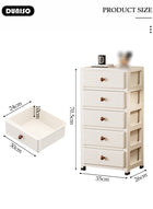 DUNISO Multipurpose Plastic 5-Drawer Storage Cabinet for Kitchen, Bathroom, Bedroom,Kitchen,Living Room,Office,Multifunctional Waterproof Design 5-Tier Vertical Storage Cabinets With Drawers, Slim Narrow Cabine - Image 3