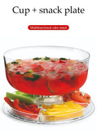 DUNISO Multi-Function Acrylic Cake Stand with Lid，Multifunctional Serving Platter and Plate，Cake display stand with lid & Cake Dome，Use as Salad Bowl/Veggie Platter/Punch bowl/Desert Platter/Nachos & Salsa Plate，Clear - Image 4