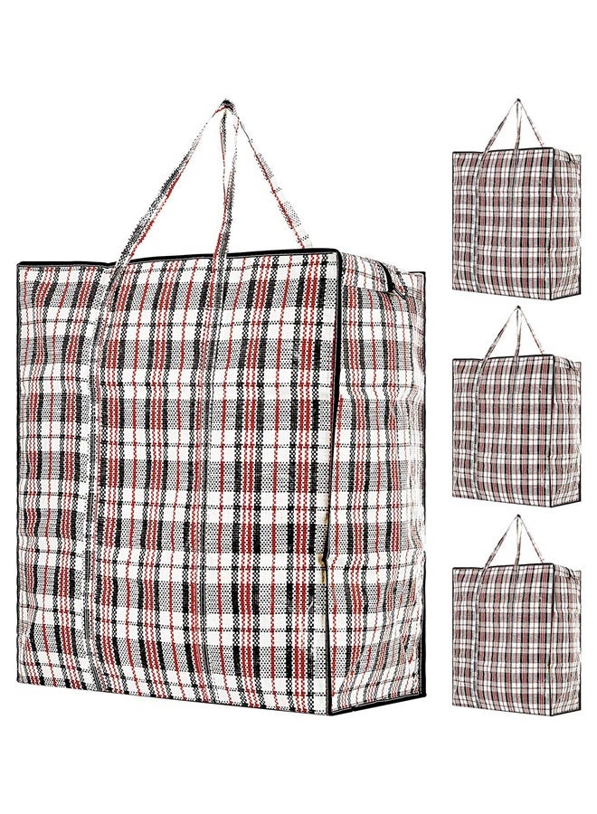 DUNISO 4Pcs Strong Storage Laundry Bags，Large Moving Bags with Zipper & Handles，Reusable Storage Zip Bag, Jumbo Heavy Duty Nylon Organizer Bags，Waterproof, Dustproof, and Dirt Resistant，for Quilts Blankets Pillows Cloths,70*75*30CM
