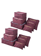 DUNISO 6 Pcs/2 Set total of 12 PCS Travel Storage Bag Set Multi-functional Clothing Sorting Packages Travel Packing Organizor Luggage Organizer Pouch (winered 12PCS)