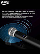 DUNISO 2Pcs Wireless Microphone，1 to 2 Microphones，Hand Microphone，Rechargeable Microphone，Professional Cordless Microphone，Used for Karaoke Nights and Family Gatherings DJ,Meeting，Black - Image 4