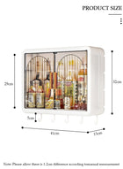DUNISO Bathroom Shelf Wall Mounted,Bathroom Organizers and Storage, Over The Toilet Storage Rack, Kitchen Cabinet Cosmetics Makeup Organizer with Door and Hooks,Utility Shelves for Bathroom Kitchen - Image 2
